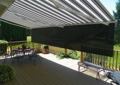 Close up of a retractable awning